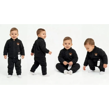 6/24 Ay Peluş Kumaş Fermuarlı Bebek Takımı