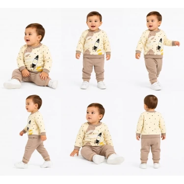6/24 Ay Uzay Mekiği Baskılı Bebek Takımı