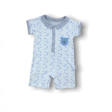 6-9 9-12 12-18 Ay Galaksi Baskılı Çıtçıtlı Kısa Kollu Erkek Bebek Tulumu Gri