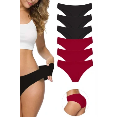 6 Adet Kadın Dikişsiz Lazer Kesim Esnek İz Yapmayan Külot S5