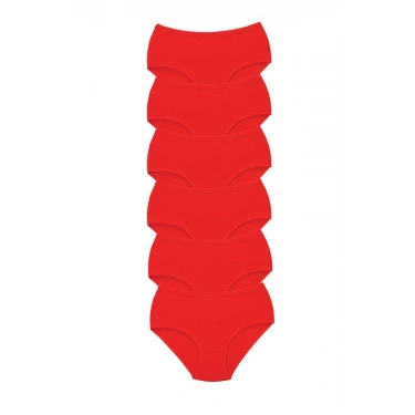 6 Adet Tutku Kadın Yüksek Bel Bato Kalın Lastik Külot Kırmızı