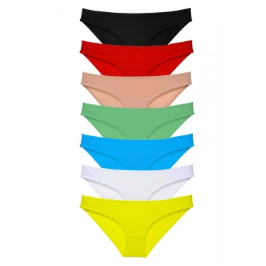 7 Adet Süper Eko Set Likralı Kadın Slip Külot Çok Renkli