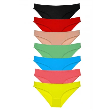 7 Adet Süper Eko Set Likralı Kadın Slip Külot Çok Renkli