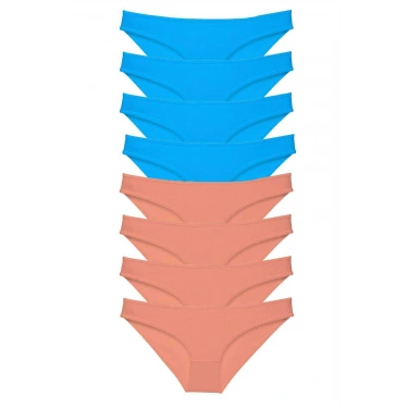 8 Adet Süper Eko Set Likralı Kadın Slip Külot Pudra Ve Mavi