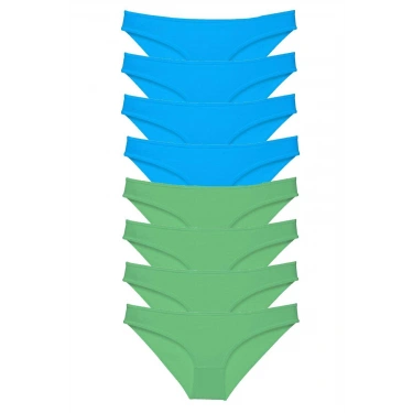 8 Adet Süper Eko Set Likralı Kadın Slip Külot Yeşil Ve Mavi