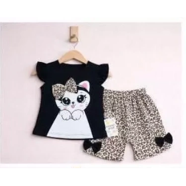 9/24 Ay Leopar Kedi Baskılı Bebek Takımı