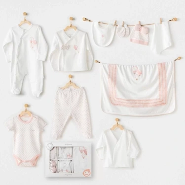 Andywawa Ac25551 Newborn Set Pınk Baloons 10lu Hastane Çıkışı Ekru