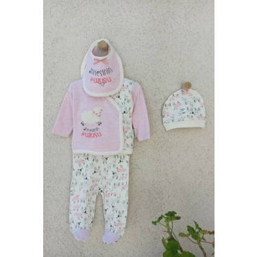 Annesinin Kuzusu Şapkalı Eldivenli 5li Kız Zıbın Seti 0-3 Ay