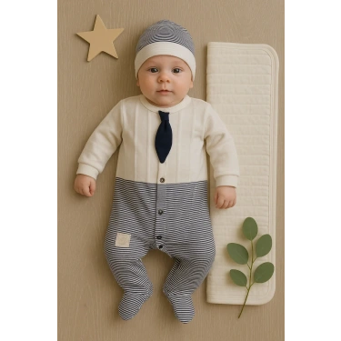 Battaniyeli Tulumlu Erkek Bebek Set %100 Pamuk