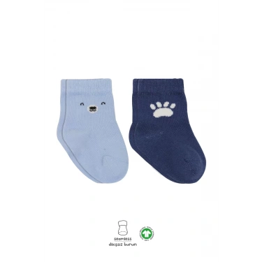 Bear Penye Soket Çorap 2li Mavi