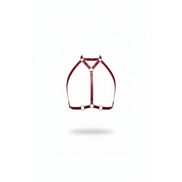 Bordo Göğüs Harness Deri Yüksek Yaka Vücut Aksesuarı - Brf245