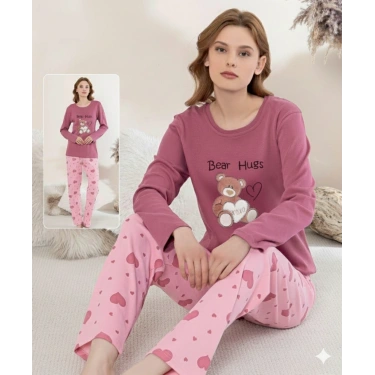 Boyraz 0354 Kadın Penye Uzun Kol Pijama Takımı