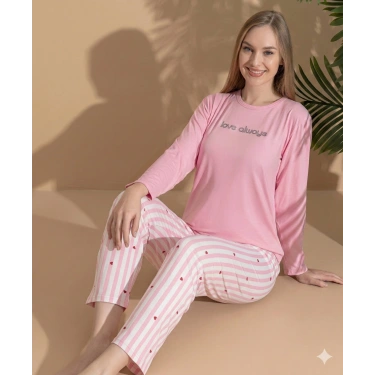 Boyraz Ml-01022 Kadın Milan Uzun Kol Pijama Takımı