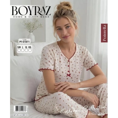 Boyraz Pt-01871 Kadın Pointella Kısa Kol Pijama Takımı