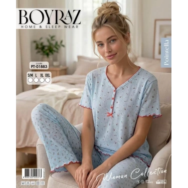 Boyraz Pt-01883 Kadın Pointella Kısa Kol Pijama Takımı