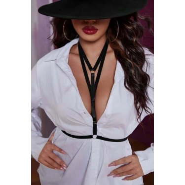 Boyun Ve Göğüs Detaylı Lastik Harness - Brf943