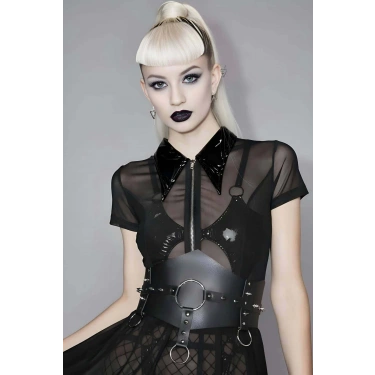 Çivi Detaylı Deri Bel Kemeri, Şık Kadın Elbise Kemeri, Kadın Korse Kemer - Brf1251