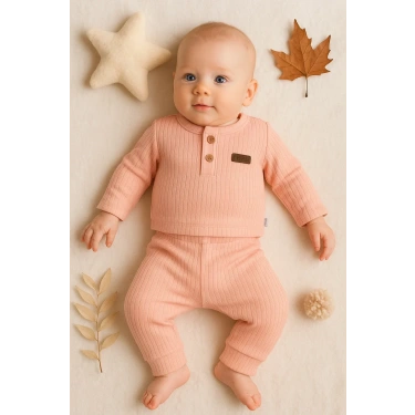 Çizgili Kumaş % 100 Pamuk 2li Unisex Takım