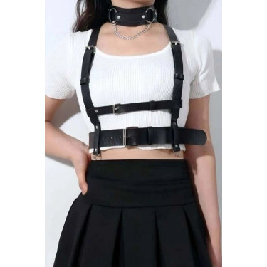 Deri Göğüs Harness Ve Choker-tasma Takım - Brf959