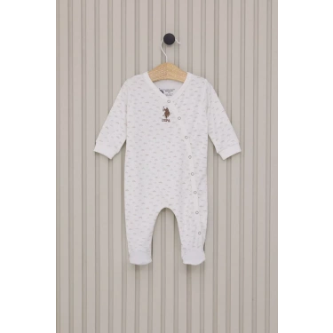 Erkek Bebek Patikli Tulum  Krem