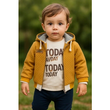 Erkek Bebek Today Baskılı Yağmurluk 3lü Takım