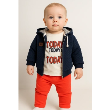Erkek Bebek Today Baskılı Yağmurluk 3lü Takım