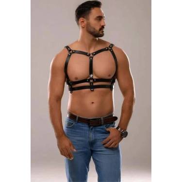 Erkek Deri Seksi Göğüs Harness - Brfm138