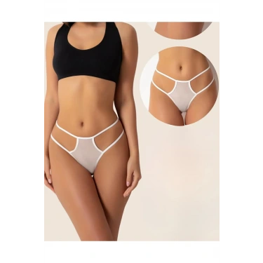 Fantazi Beyaz Seksi Tül Kadın String - Fantezi Tanga