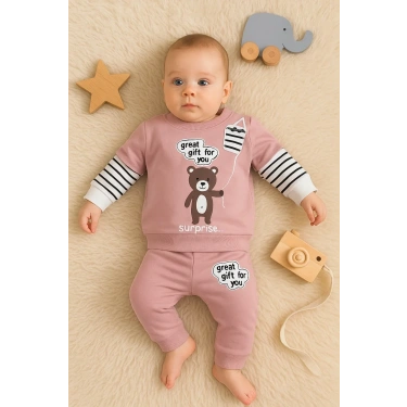 Gift For You Desenli 2li % 100 Pamuk Kız Bebek Takımı