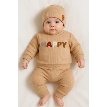 Happy Nakışlı 2li Pamuklu Erkek Bebek Takım