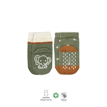 Hayvan Figür Kaymaz Kız Soket Çorap 2li  Nil
