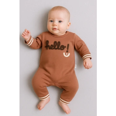 Hello Nakışlı % 100 Pamuk Erkek Bebek Tulum
