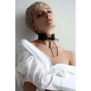 İpli Bağlamalı Deri Choker Tasma - Brf900