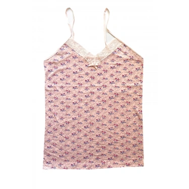 Kadın Askılı Desenli Atlet Dantelli Empirme Pamuklu Penye D10