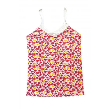 Kadın Askılı Desenli Atlet Dantelli Empirme Pamuklu Penye D8