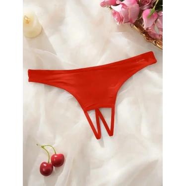 Kadın Kırmızı Ağ Bölgesi Açık Külot