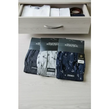 Kenpaul Desenli Poplin Erkek Boxer 3 Adet