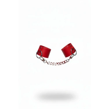 Kırmızı Kırbaç - Kelepçe Zincir Bağlantılı Deri Bileklik - Brf269