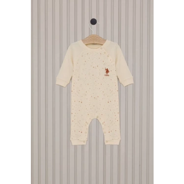 Kız Bebek Uzun Kol Patiksiz Tulum  Krem
