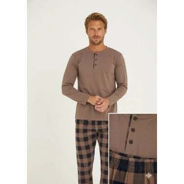 Kly Erkek Pijama Takımı Kahve Rengi 9221 |yoncatoptan