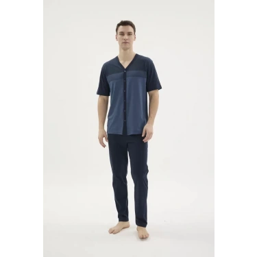 Kocabey Kkt-26154 Erkek V Yaka Boydan Düğmeli Pijama Takımı