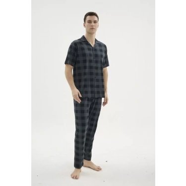Kocabey Kkt-26158 Erkek Apaj Yaka Düğmeli Pijama Takımı