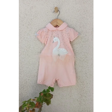 Kuğu Desenli Kız Tulum 3-6-9 Ay