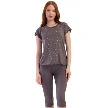 Likralı Viskon  Kayık Yaka Kısa Kol Eteği Oval Kap