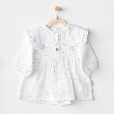 Magical Butterfly Müslin Bebek Elbise White