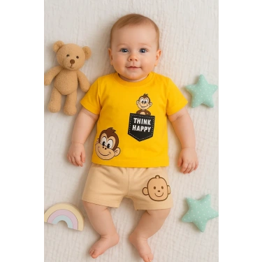 Maymun Desenli 2li Erkek Bebek Takım