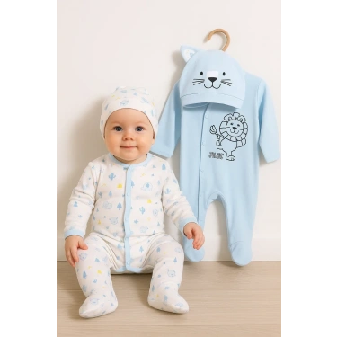 Mini Jungle Aslan Desenli Erkek Bebek 4lü Tulum Seti