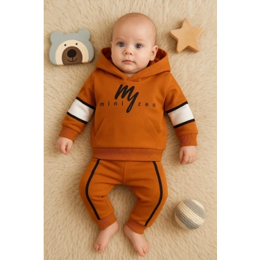 Mini Zeo Desenli Pamuklu 2li Erkek Bebek Takımı