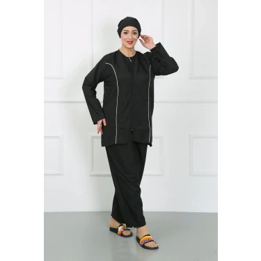 Moda Büyük Beden Tesettür Büyük Mayo Siyah
