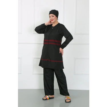 Moda Büyük Beden Tesettür Mayo Siyah